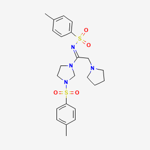 4-methyl-N-[(1E)-1-{3-[(4-methylphenyl)sulfonyl]imidazolidin-1-yl}-2-(pyrrolidin-1-yl)ethylidene]benzenesulfonamide