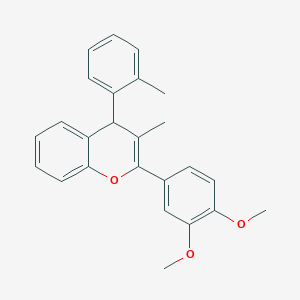 molecular formula C25H24O3 B11595138 2-(3,4-dimethoxyphenyl)-3-methyl-4-(2-methylphenyl)-4H-chromene 