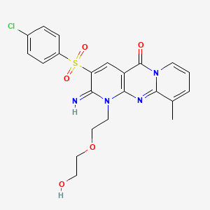 5-(4-chlorophenyl)sulfonyl-7-[2-(2-hydroxyethoxy)ethyl]-6-imino-11-methyl-1,7,9-triazatricyclo[8.4.0.03,8]tetradeca-3(8),4,9,11,13-pentaen-2-one