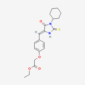 molecular formula C20H24N2O4S B11595156 ethyl {4-[(Z)-(1-cyclohexyl-5-oxo-2-thioxoimidazolidin-4-ylidene)methyl]phenoxy}acetate 