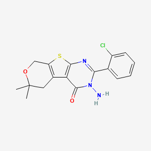 molecular formula C17H16ClN3O2S B11595173 4-amino-5-(2-chlorophenyl)-12,12-dimethyl-11-oxa-8-thia-4,6-diazatricyclo[7.4.0.02,7]trideca-1(9),2(7),5-trien-3-one 