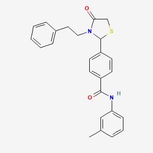 molecular formula C25H24N2O2S B11595263 N-(3-methylphenyl)-4-[4-oxo-3-(2-phenylethyl)-1,3-thiazolidin-2-yl]benzamide 