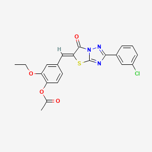 molecular formula C21H16ClN3O4S B11595264 4-{(Z)-[2-(3-chlorophenyl)-6-oxo[1,3]thiazolo[3,2-b][1,2,4]triazol-5(6H)-ylidene]methyl}-2-ethoxyphenyl acetate 