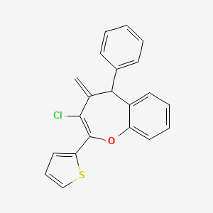 molecular formula C21H15ClOS B11595272 3-Chloro-4-methylidene-5-phenyl-2-(thiophen-2-yl)-4,5-dihydro-1-benzoxepine 