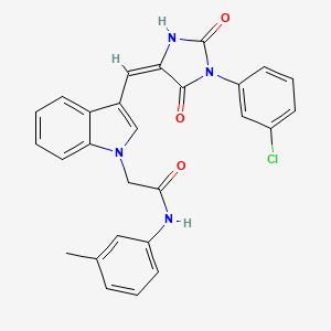 2-(3-{(E)-[1-(3-chlorophenyl)-2,5-dioxoimidazolidin-4-ylidene]methyl}-1H-indol-1-yl)-N-(3-methylphenyl)acetamide