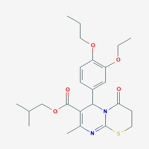 molecular formula C24H32N2O5S B11595282 isobutyl 6-(3-ethoxy-4-propoxyphenyl)-8-methyl-4-oxo-3,4-dihydro-2H,6H-pyrimido[2,1-b][1,3]thiazine-7-carboxylate CAS No. 609795-28-0