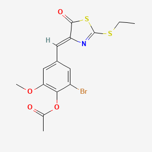 2-bromo-4-{(Z)-[2-(ethylsulfanyl)-5-oxo-1,3-thiazol-4(5H)-ylidene]methyl}-6-methoxyphenyl acetate