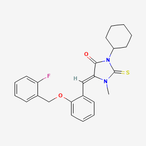 (5Z)-3-cyclohexyl-5-{2-[(2-fluorobenzyl)oxy]benzylidene}-1-methyl-2-thioxoimidazolidin-4-one