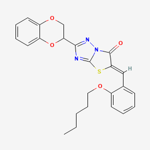 molecular formula C24H23N3O4S B11595303 (5Z)-2-(2,3-dihydro-1,4-benzodioxin-2-yl)-5-[2-(pentyloxy)benzylidene][1,3]thiazolo[3,2-b][1,2,4]triazol-6(5H)-one 