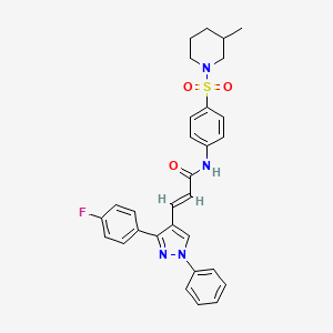 (2E)-3-[3-(4-fluorophenyl)-1-phenyl-1H-pyrazol-4-yl]-N-{4-[(3-methylpiperidin-1-yl)sulfonyl]phenyl}prop-2-enamide