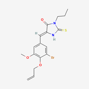 molecular formula C17H19BrN2O3S B11595328 (5Z)-5-[3-bromo-5-methoxy-4-(prop-2-en-1-yloxy)benzylidene]-3-propyl-2-thioxoimidazolidin-4-one 