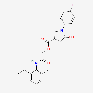 molecular formula C22H23FN2O4 B11595393 2-[(2-Ethyl-6-methylphenyl)amino]-2-oxoethyl 1-(4-fluorophenyl)-5-oxopyrrolidine-3-carboxylate 