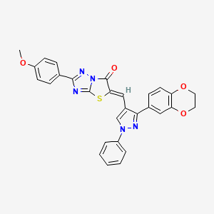 molecular formula C29H21N5O4S B11595410 (5Z)-5-{[3-(2,3-dihydro-1,4-benzodioxin-6-yl)-1-phenyl-1H-pyrazol-4-yl]methylene}-2-(4-methoxyphenyl)[1,3]thiazolo[3,2-b][1,2,4]triazol-6(5H)-one CAS No. 623935-08-0