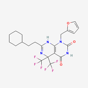 7-(2-cyclohexylethyl)-1-(furan-2-ylmethyl)-4-hydroxy-5,5-bis(trifluoromethyl)-5,8-dihydropyrimido[4,5-d]pyrimidin-2(1H)-one