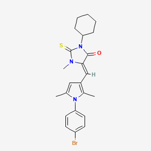 (5Z)-5-{[1-(4-bromophenyl)-2,5-dimethyl-1H-pyrrol-3-yl]methylidene}-3-cyclohexyl-1-methyl-2-thioxoimidazolidin-4-one