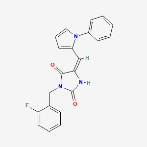 (5E)-3-(2-fluorobenzyl)-5-[(1-phenyl-1H-pyrrol-2-yl)methylidene]imidazolidine-2,4-dione