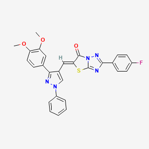 (5Z)-5-{[3-(3,4-dimethoxyphenyl)-1-phenyl-1H-pyrazol-4-yl]methylidene}-2-(4-fluorophenyl)[1,3]thiazolo[3,2-b][1,2,4]triazol-6(5H)-one