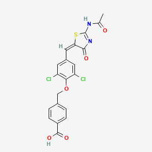 4-[(4-{(E)-[2-(acetylamino)-4-oxo-1,3-thiazol-5(4H)-ylidene]methyl}-2,6-dichlorophenoxy)methyl]benzoic acid