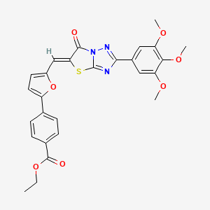 ethyl 4-(5-{(Z)-[6-oxo-2-(3,4,5-trimethoxyphenyl)[1,3]thiazolo[3,2-b][1,2,4]triazol-5(6H)-ylidene]methyl}furan-2-yl)benzoate