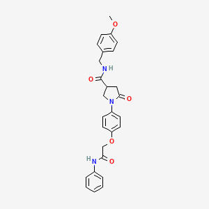 molecular formula C27H27N3O5 B11595506 N-(4-methoxybenzyl)-5-oxo-1-{4-[2-oxo-2-(phenylamino)ethoxy]phenyl}pyrrolidine-3-carboxamide 