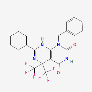 1-benzyl-7-cyclohexyl-4-hydroxy-5,5-bis(trifluoromethyl)-5,8-dihydropyrimido[4,5-d]pyrimidin-2(1H)-one