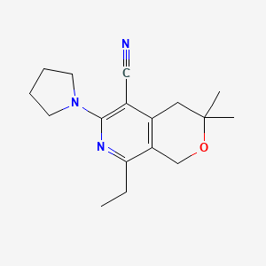 molecular formula C17H23N3O B11595552 8-ethyl-3,3-dimethyl-6-(pyrrolidin-1-yl)-3,4-dihydro-1H-pyrano[3,4-c]pyridine-5-carbonitrile 