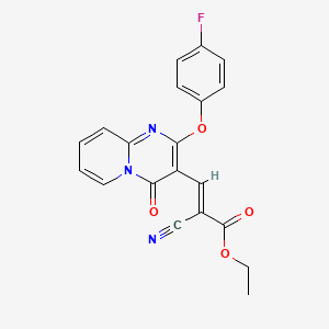 molecular formula C20H14FN3O4 B11595554 ethyl (2E)-2-cyano-3-[2-(4-fluorophenoxy)-4-oxo-4H-pyrido[1,2-a]pyrimidin-3-yl]prop-2-enoate 