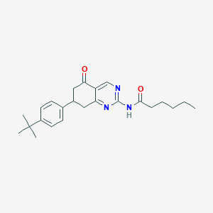 N-[7-(4-tert-butylphenyl)-5-oxo-5,6,7,8-tetrahydroquinazolin-2-yl]hexanamide