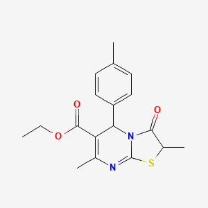 molecular formula C18H20N2O3S B11595590 ethyl 2,7-dimethyl-5-(4-methylphenyl)-3-oxo-2,3-dihydro-5H-[1,3]thiazolo[3,2-a]pyrimidine-6-carboxylate 