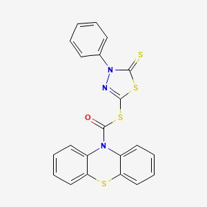 molecular formula C21H13N3OS4 B11595593 S-(4-phenyl-5-thioxo-4,5-dihydro-1,3,4-thiadiazol-2-yl) 10H-phenothiazine-10-carbothioate 