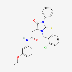 2-[3-(2-chlorobenzyl)-5-oxo-1-phenyl-2-thioxoimidazolidin-4-yl]-N-(3-ethoxyphenyl)acetamide