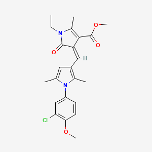 molecular formula C23H25ClN2O4 B11595608 methyl (4Z)-4-{[1-(3-chloro-4-methoxyphenyl)-2,5-dimethyl-1H-pyrrol-3-yl]methylidene}-1-ethyl-2-methyl-5-oxo-4,5-dihydro-1H-pyrrole-3-carboxylate 