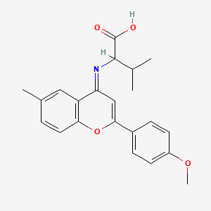 molecular formula C22H23NO4 B11595613 2-{[(4E)-2-(4-Methoxyphenyl)-6-methyl-4H-chromen-4-ylidene]amino}-3-methylbutanoic acid 