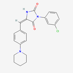 molecular formula C21H20ClN3O2 B11595629 (5E)-3-(3-chlorophenyl)-5-[4-(piperidin-1-yl)benzylidene]imidazolidine-2,4-dione 