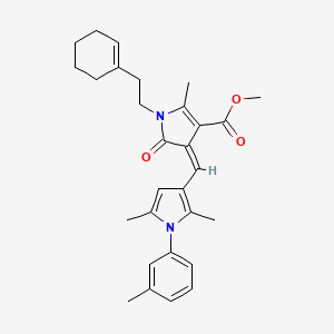 molecular formula C29H34N2O3 B11595652 methyl (4Z)-1-[2-(cyclohex-1-en-1-yl)ethyl]-4-{[2,5-dimethyl-1-(3-methylphenyl)-1H-pyrrol-3-yl]methylidene}-2-methyl-5-oxo-4,5-dihydro-1H-pyrrole-3-carboxylate 