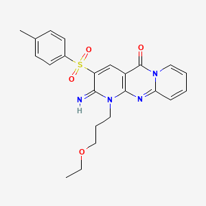 molecular formula C23H24N4O4S B11595702 7-(3-ethoxypropyl)-6-imino-5-(4-methylphenyl)sulfonyl-1,7,9-triazatricyclo[8.4.0.03,8]tetradeca-3(8),4,9,11,13-pentaen-2-one CAS No. 606962-65-6