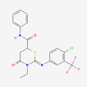 (2Z)-2-{[4-chloro-3-(trifluoromethyl)phenyl]imino}-3-ethyl-4-oxo-N-phenyl-1,3-thiazinane-6-carboxamide