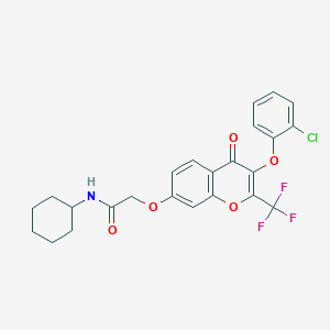 molecular formula C24H21ClF3NO5 B11595718 2-((3-(2-chlorophenoxy)-4-oxo-2-(trifluoromethyl)-4H-chromen-7-yl)oxy)-N-cyclohexylacetamide 