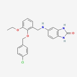 molecular formula C23H22ClN3O3 B11595719 5-({2-[(4-chlorobenzyl)oxy]-3-ethoxybenzyl}amino)-1,3-dihydro-2H-benzimidazol-2-one 