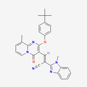 (2E)-3-[2-(4-tert-butylphenoxy)-9-methyl-4-oxo-4H-pyrido[1,2-a]pyrimidin-3-yl]-2-(1-methyl-1H-benzimidazol-2-yl)prop-2-enenitrile