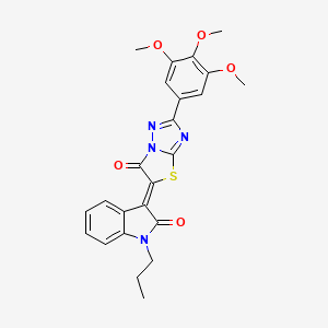 (3Z)-3-[6-oxo-2-(3,4,5-trimethoxyphenyl)[1,3]thiazolo[3,2-b][1,2,4]triazol-5(6H)-ylidene]-1-propyl-1,3-dihydro-2H-indol-2-one