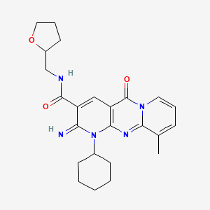 7-cyclohexyl-6-imino-11-methyl-2-oxo-N-(oxolan-2-ylmethyl)-1,7,9-triazatricyclo[8.4.0.03,8]tetradeca-3(8),4,9,11,13-pentaene-5-carboxamide