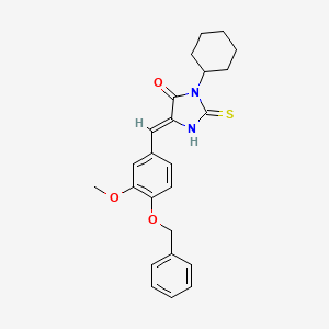 (5Z)-5-[4-(benzyloxy)-3-methoxybenzylidene]-3-cyclohexyl-2-thioxoimidazolidin-4-one