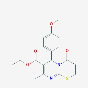 molecular formula C19H22N2O4S B11595832 ethyl 6-(4-ethoxyphenyl)-8-methyl-4-oxo-3,4-dihydro-2H,6H-pyrimido[2,1-b][1,3]thiazine-7-carboxylate 