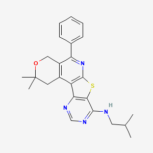 4,4-dimethyl-N-(2-methylpropyl)-8-phenyl-5-oxa-11-thia-9,14,16-triazatetracyclo[8.7.0.02,7.012,17]heptadeca-1(10),2(7),8,12(17),13,15-hexaen-13-amine