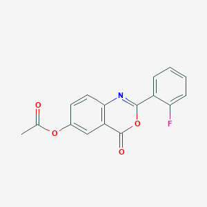 molecular formula C16H10FNO4 B11595844 2-(2-fluorophenyl)-4-oxo-4H-3,1-benzoxazin-6-yl acetate 