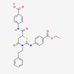 molecular formula C29H27N3O6S B11595868 4-({[(2Z)-2-{[4-(ethoxycarbonyl)phenyl]imino}-4-oxo-3-(2-phenylethyl)-1,3-thiazinan-6-yl]carbonyl}amino)benzoic acid 