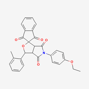 molecular formula C29H23NO6 B11595869 5-(4-ethoxyphenyl)-3-(2-methylphenyl)-3a,6a-dihydrospiro[furo[3,4-c]pyrrole-1,2'-indene]-1',3',4,6(3H,5H)-tetrone 