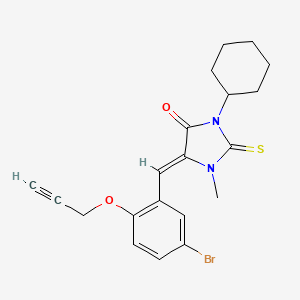 (5Z)-5-[5-bromo-2-(prop-2-yn-1-yloxy)benzylidene]-3-cyclohexyl-1-methyl-2-thioxoimidazolidin-4-one