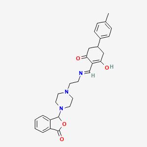 5-(4-Methylphenyl)-2-[({2-[4-(3-oxo-1,3-dihydro-2-benzofuran-1-yl)piperazin-1-yl]ethyl}amino)methylidene]cyclohexane-1,3-dione